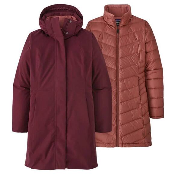Patagonia NEW Tres 3 in 1 Parka Chicory Red Rosehip Small Waterproof and Down - Picture 1 of 16